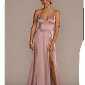 Galina Signature Charmeuse Deep V-Neck A-Line formal Dress Size 10 Quartz Pink